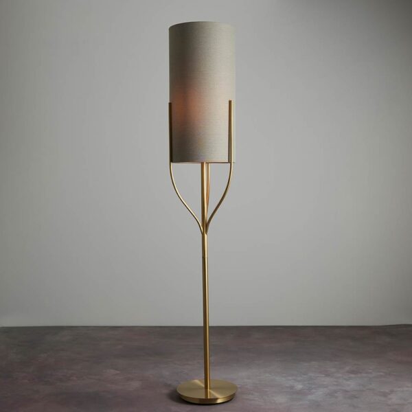 Findlay Fabric Cylinder Shade Floor Lamp In Brass