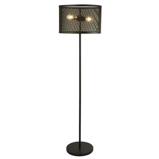 Fishnet Metal 2 Lights Floor Lamp In Matt Black