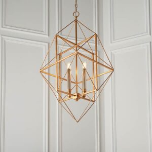 Laconia Metal Pendant Ceiling Light In Antique Gold Silver Leaf