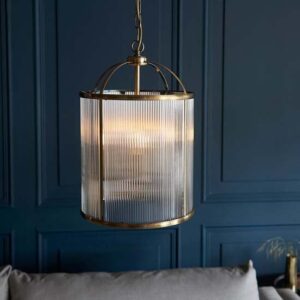 Laredo Glass 4 Lights Ceiling Pendant Light In Antique Brass