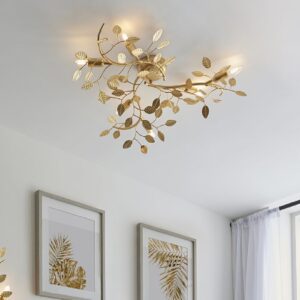 Laveen 6 Light Metal Floral Flush Ceiling Light In Gold