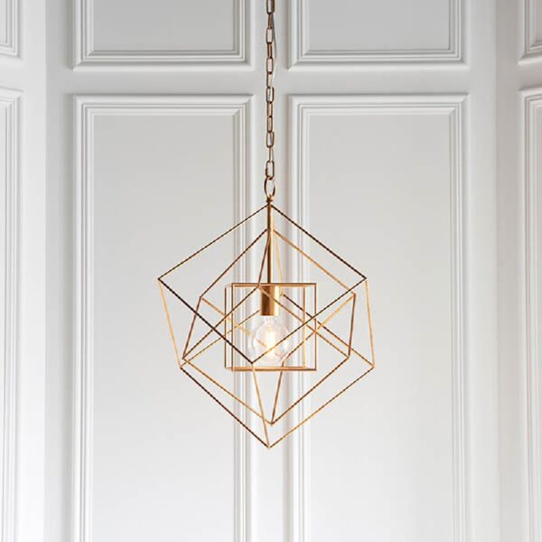 Manteo Metal Geometric Pendant Ceiling Light In Antique Gold