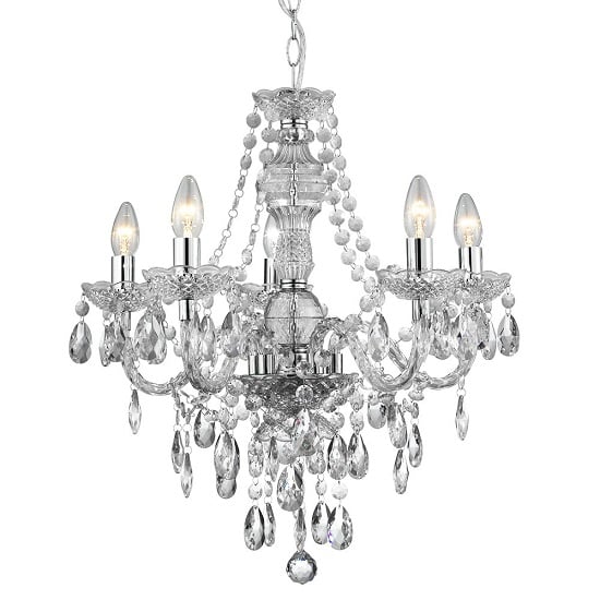 Marie Therese 5 Lamp Clear Finish Chandelier Ceiling Light