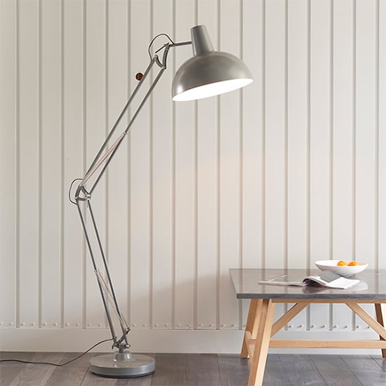 Marshall Task Floor Lamp In Slate Grey And Satin White