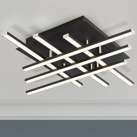 Matrix LED 6 Integrated Crosshatch Ceiling Light In Matt Black