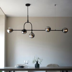 Mayetta 5 Smoked Mirrored Glass Pendant Ceiling Light In Black