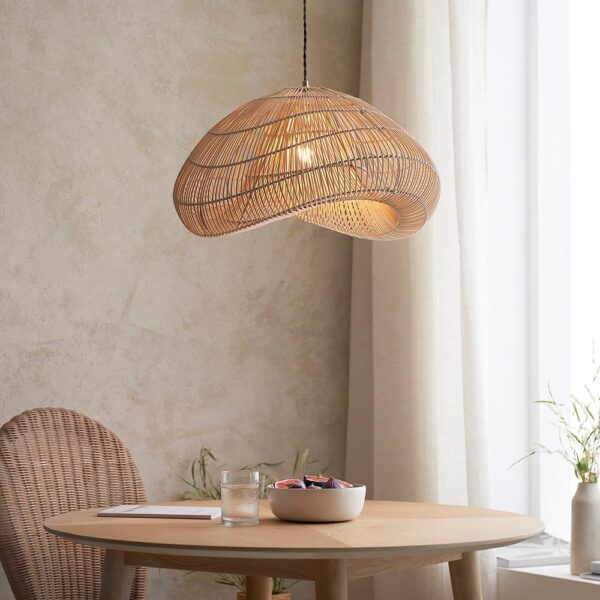 Muskegon Hand Woven Rattan Shade Pendant Ceiling Light In Natural