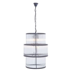 Salas Large Ribbed Pattern 3 Tier Chandelier Light In Black