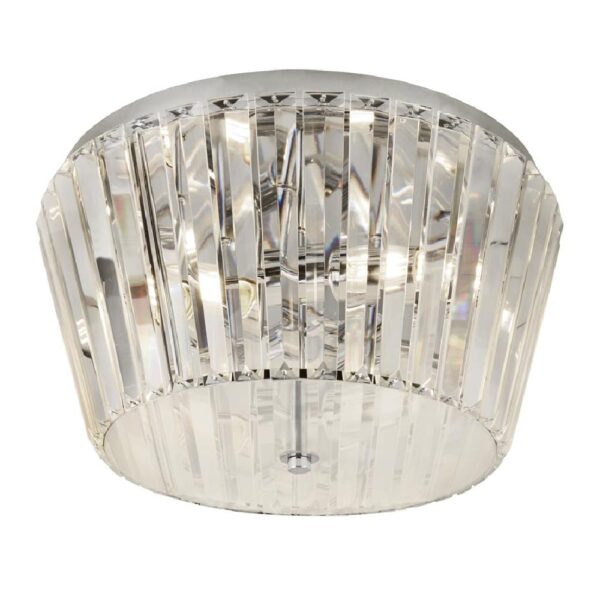 Taira 3 Light Crystal Glass Ceiling Flush Light In Chrome